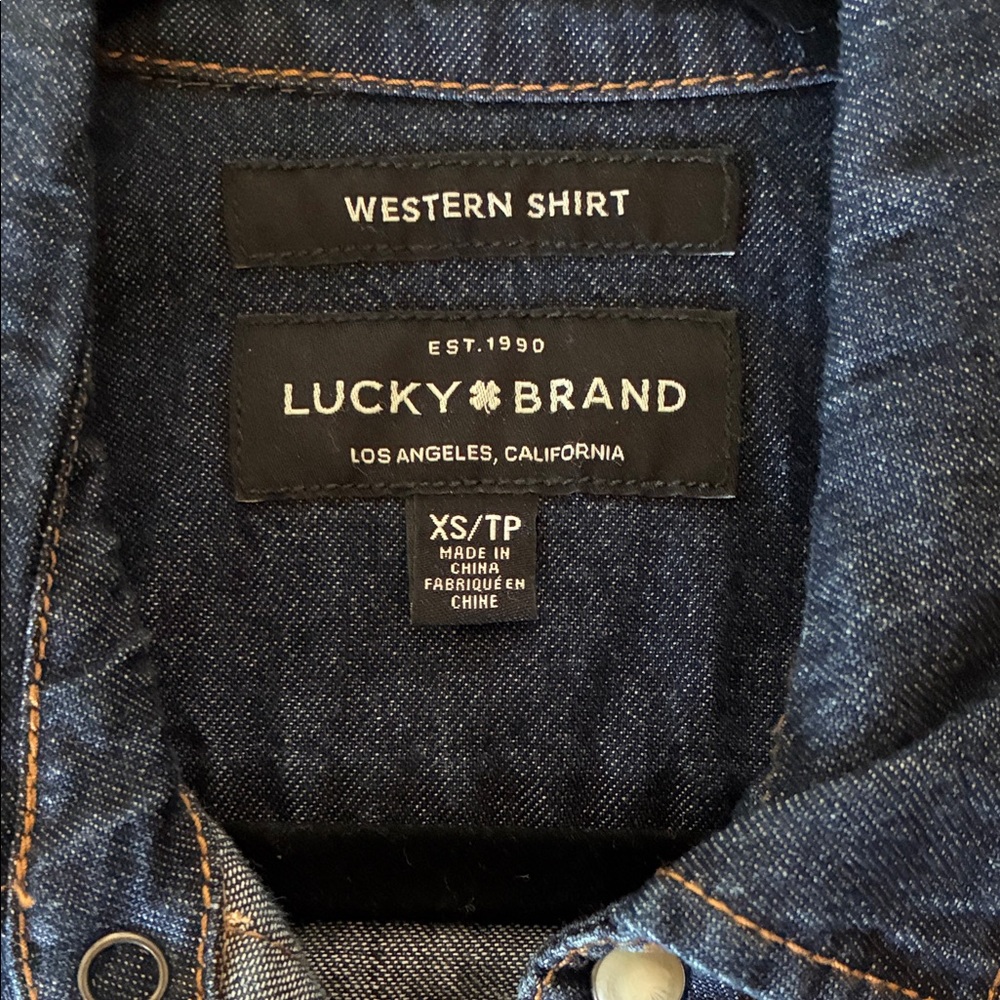 Lucky Brand Denim Pearl Snap Western Shirt XS Like new - Picture 2 of 4